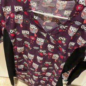 Scrubstar Purple Owl Print Scrub Top and Flower Print 2 for the price of 1